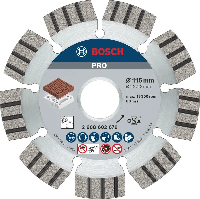 Bosch 1x PRO Abrasive Diamond Cutting Disc for Small Angle Grinders (for Lime and sand bricks, Brick, Ø 115 mm, Professional Accessory Small Angle Grinder)