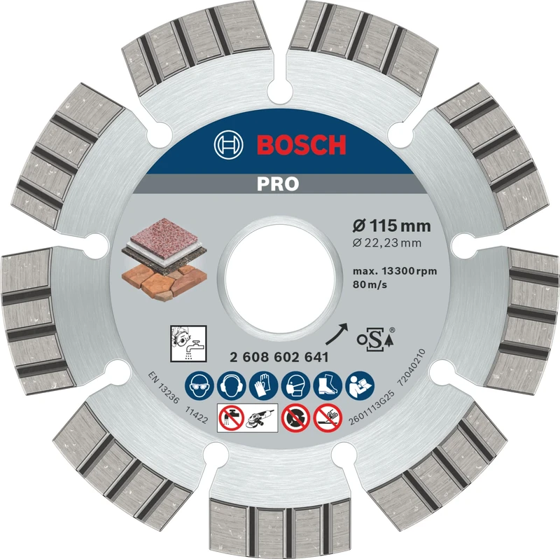 Bosch 1x PRO Stone Diamond Cutting Disc for Bore 22.23 and Small Angle Grinders (for Soft stone, Hard stone, Ø 115 mm, Professional Accessory Small Angle Grinder)
