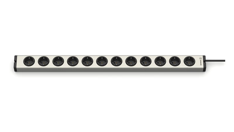 EHMANN 0600x00122031 Aluminium Universal Socket Strip 12-Way 1.5 m Cable