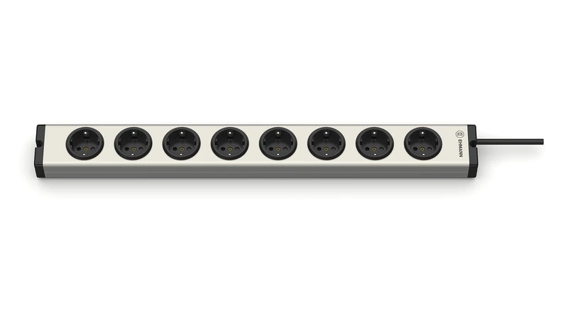 EHMANN 0600x00082031 Aluminium Universal Socket Strip 8-Way 1.5 m Cable