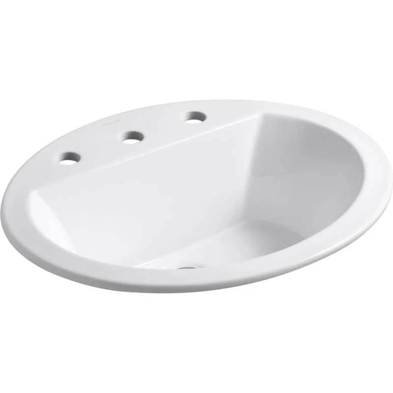 KOHLER K-2699-8-0 Bryant Oval Self-Rimming Bathroom Sink with 8-Inch Centers, White