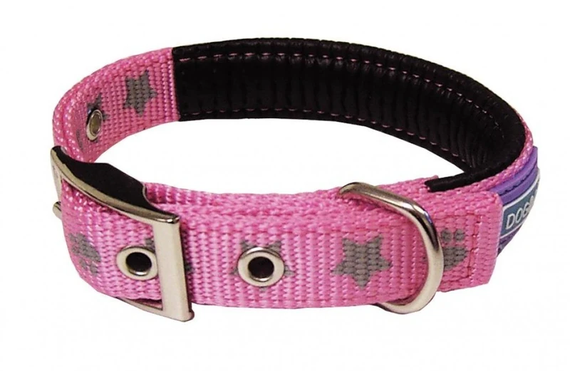 Dog & Co Reflective Nylon Padded Collar Pink 10-14"