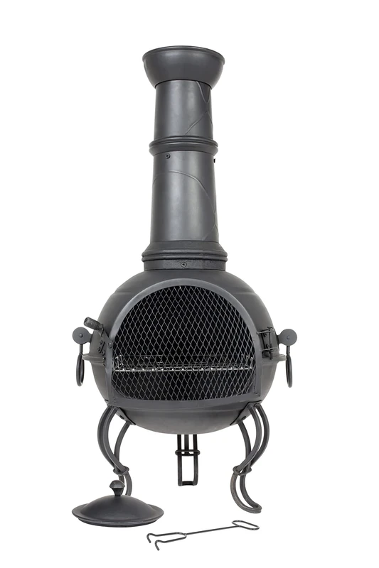 La Hacienda Chimenea – Murcia Chimenea - Large | Outdoor Fire Pit & Patio Heater, Garden Fire Bowl with Cooking Grill, Steel, for Outdoor Heating & Ambience