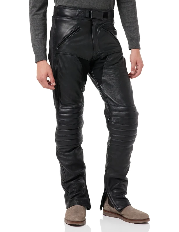 Bikers Gear Australia Men's soft premium leather motorcycle pants, LT1004, Black, EU(42M), UK(32L)