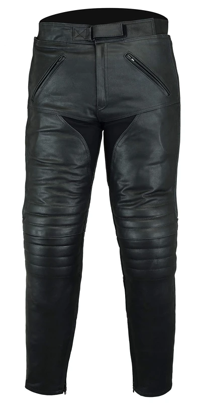 Bikers Gear Australia Men's soft premium leather motorcycle pants, LT1004, Black, EU(482XL), UK(38S)