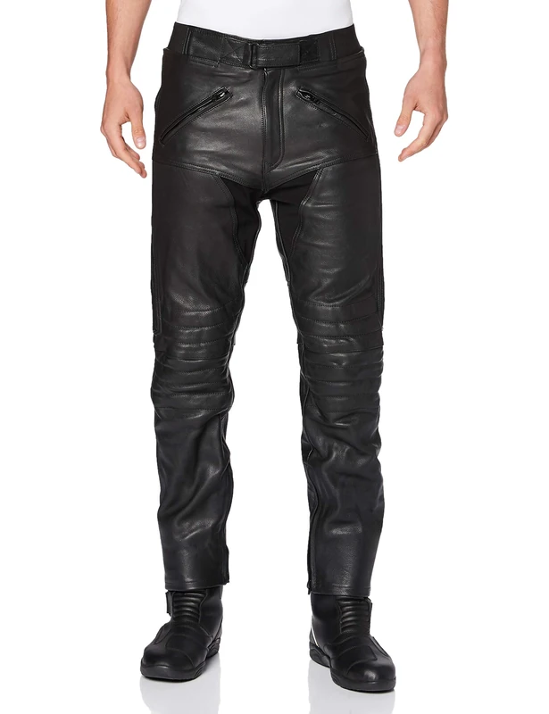 Bikers Gear Australia Men's soft premium leather motorcycle pants, LT1004, Black, EU(44L), UK(34S)