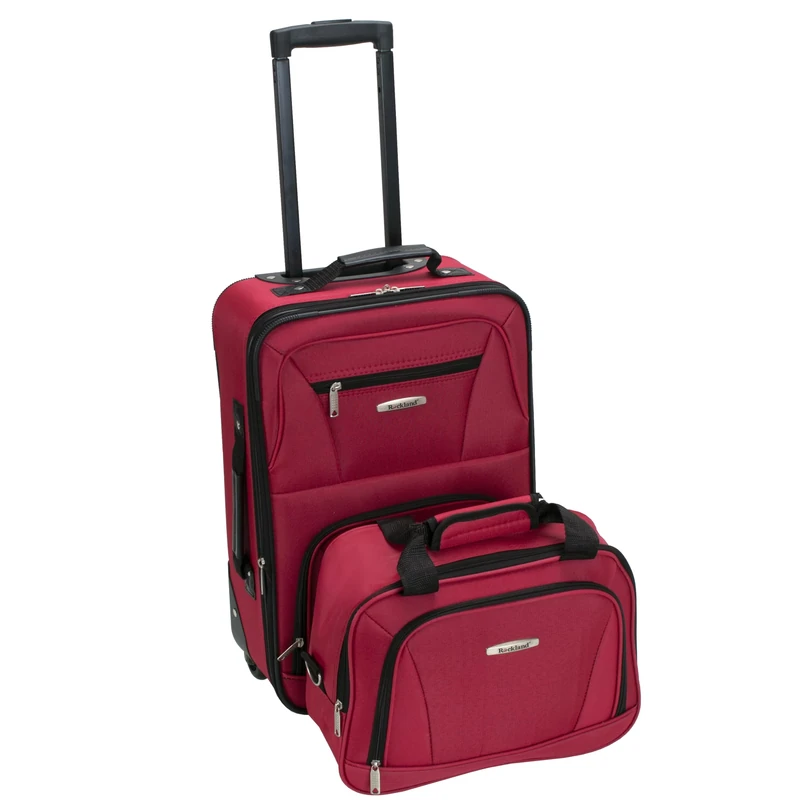 Rockland Fashion Softside Upright Luggage Set, Red,One Size