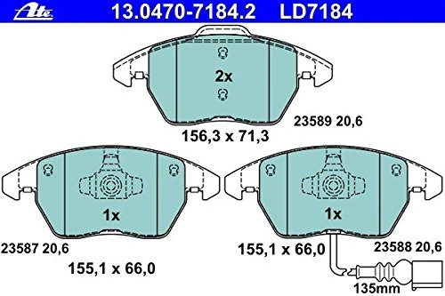 ATE 13047071842 Ceramic Disc Brake Pad Set for VW and Seat