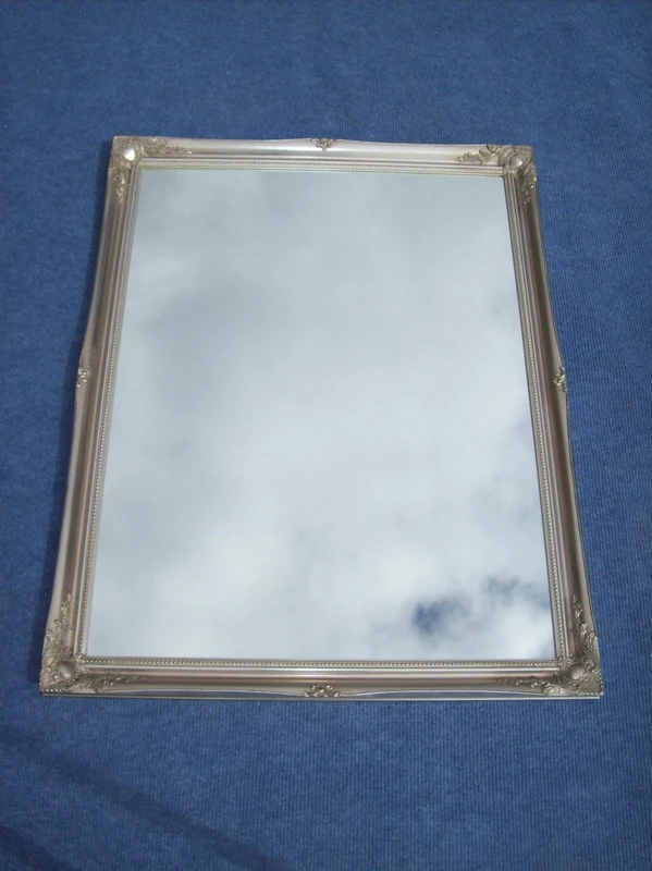 FRAMES BY POST Silver Shabby Chic Antique Style Rectangular Wall Mirror Complete with Pilkington's Glass-Extra Large Size: 30 inches x 42 inches (77cm x 107cm), 107x76,829348160-1