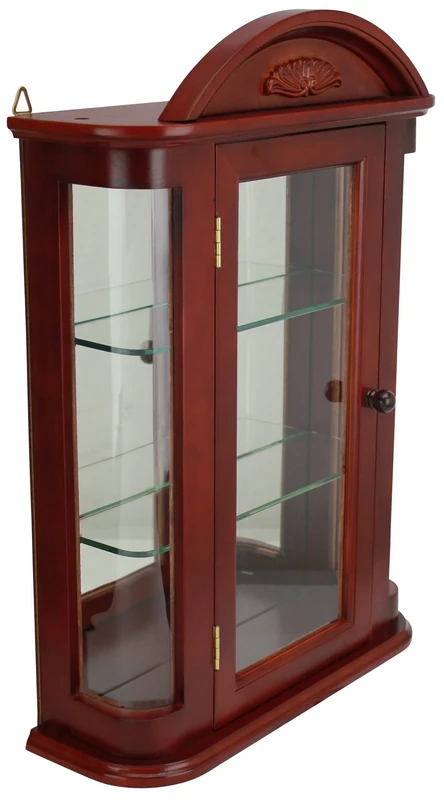 Design Toscano Rosedale Glass Wall Mounted Storage Curio Cabinet, 56 cm, Hardwood, Mahogany