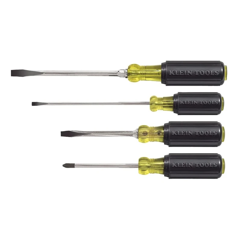 Klein Tools 85105 Screwdriver Set, Made in USA, Slotted and Phillips Screwdrivers with Cushion-Grip Handles and Tip-Ident, 4-Piece