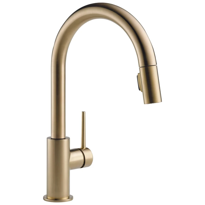 Delta Faucet Trinsic Gold Kitchen Faucet, Kitchen Faucets with Pull Down Sprayer, Sink Faucet with Magnetic Docking Spray Head, Champagne Bronze 9159-CZ-DST