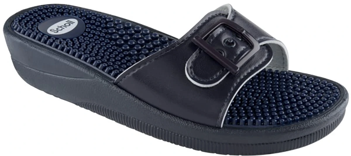 Scholl New Massage - Ciabatte Donna Comode con Plantare Massaggiante e Cinturino Regolabile - Resistenti all'Acqua, Adatte per Casa, Mare, Piscina, Palestra