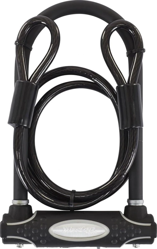 Master Lock Heavy Duty Bike D Lock with Cable, Key, Universal Mounting Bracket, Certified Bike Lock - Police Approved 8274EURDPRO - Use with Electric, Mountain, Road, Folding Bikes