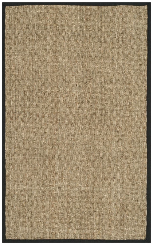 SAFAVIEH Natural Fiber Rug for Living Room, Dining Room, Bedroom - Natural Fiber Collection, Short Pile, in Natural and Black, 76 X 122 cm
