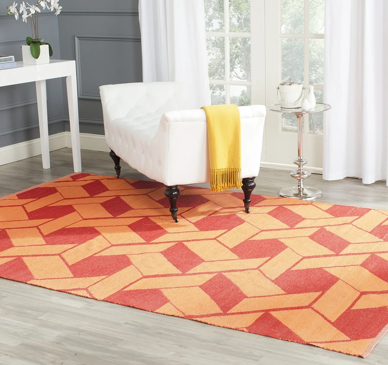 SAFAVIEH Eco-Friendly Rug for Living Room, Dining Room, Bedroom - Recycled Plastic Collection, Short Pile, in Blood and Orange, 122 X 183 cm