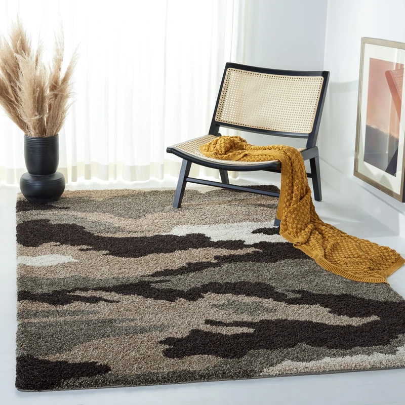 Safavieh Shaggy Indoor Woven Rectangle Area Rug, Florida Shag Collection, SG453, in Beige / Multi, 160 X 229 cm for Living Room, Bedroom or Any Indoor Space
