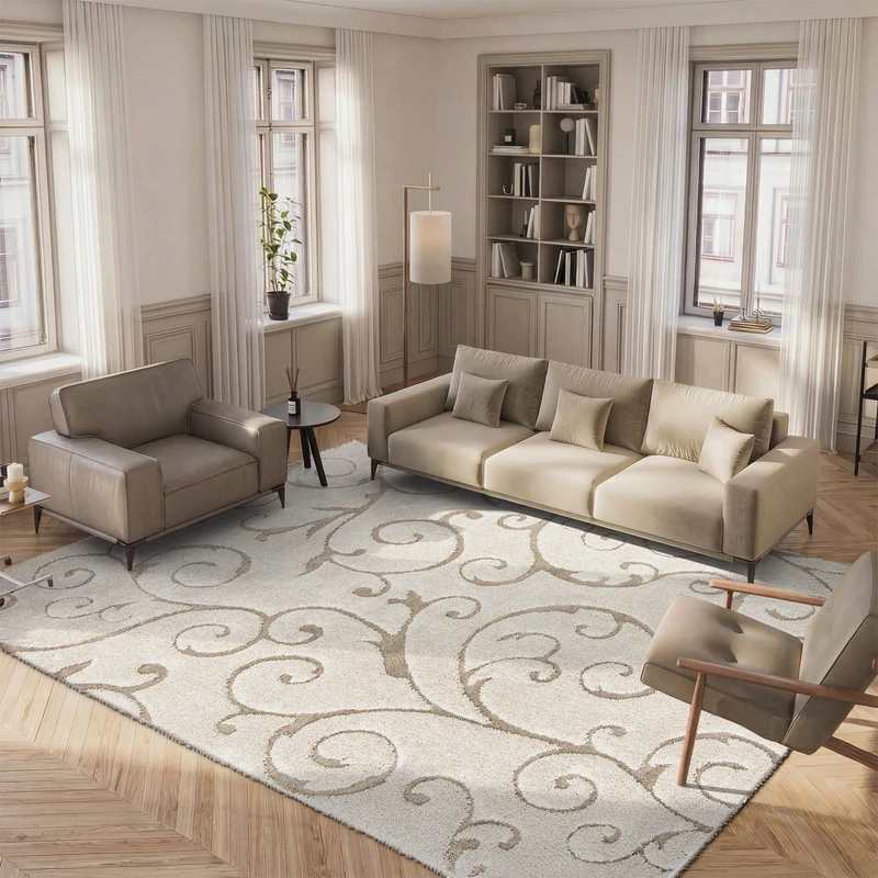 Safavieh Shaggy Indoor Woven Rectangle Area Rug, Florida Shag Collection, SG455, in Cream/Beige, 244 x 305 cm for Living Room, Bedroom or Any Indoor Space