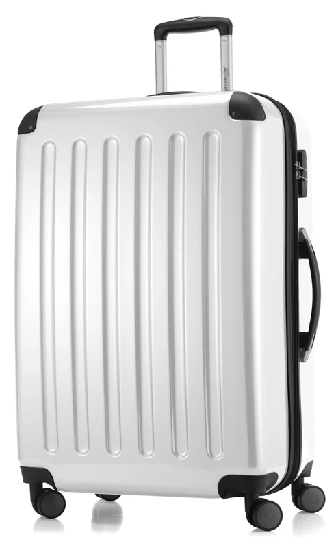 HAUPTSTADTKOFFER® · Hard-Side Suitcase White high Gloss · Dimension ca. 75 x 52 x 32 cm + 4 cm Volume Expansion · max. 130 Liter Volume