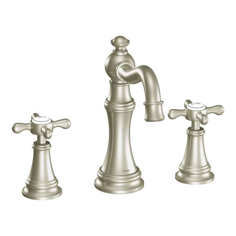 Moen TS42114BN Weymouth Two-Handle Widespread Cross Handle Bathroom Faucet Trim Kit, Valve Required, Brushed Nickel
