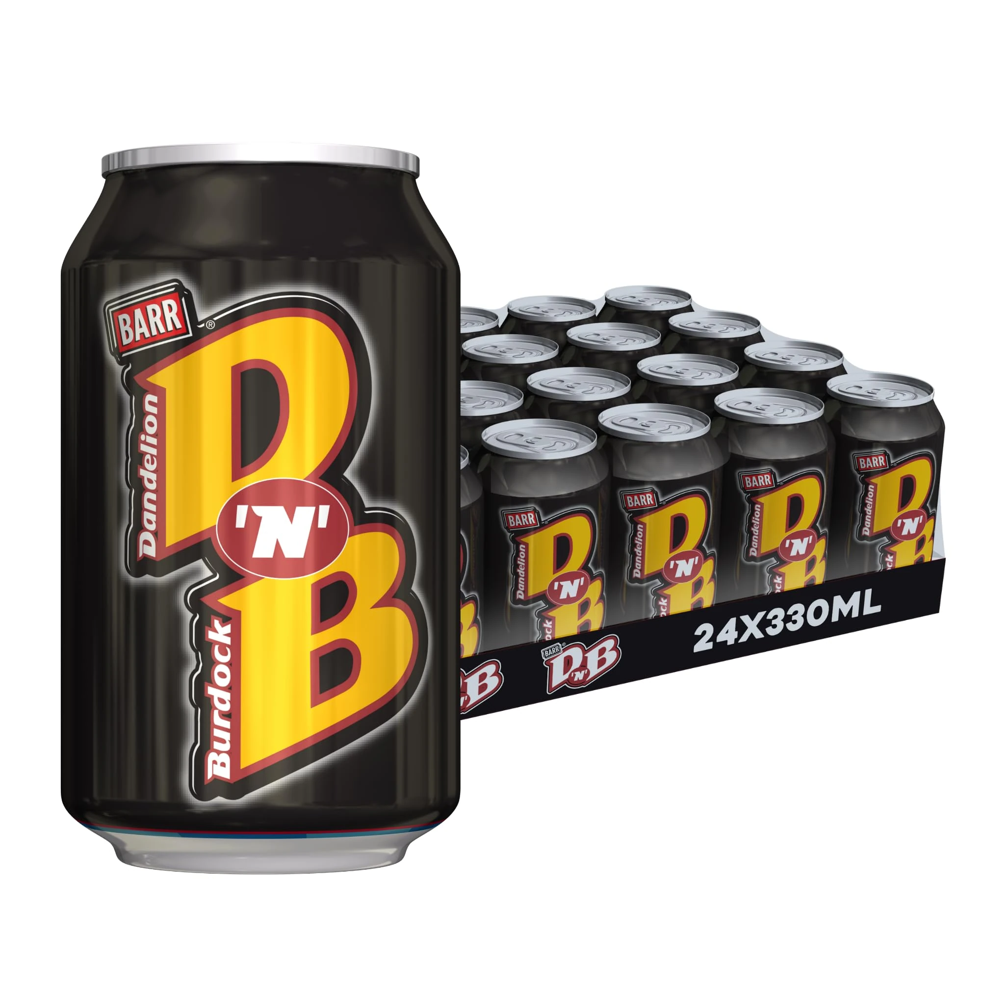 Barr DNB - Fizzy Drinks 24 Pack x 330ml Cans - Dandelion and Burdock Cans - Soft Drink with Zero Sugar