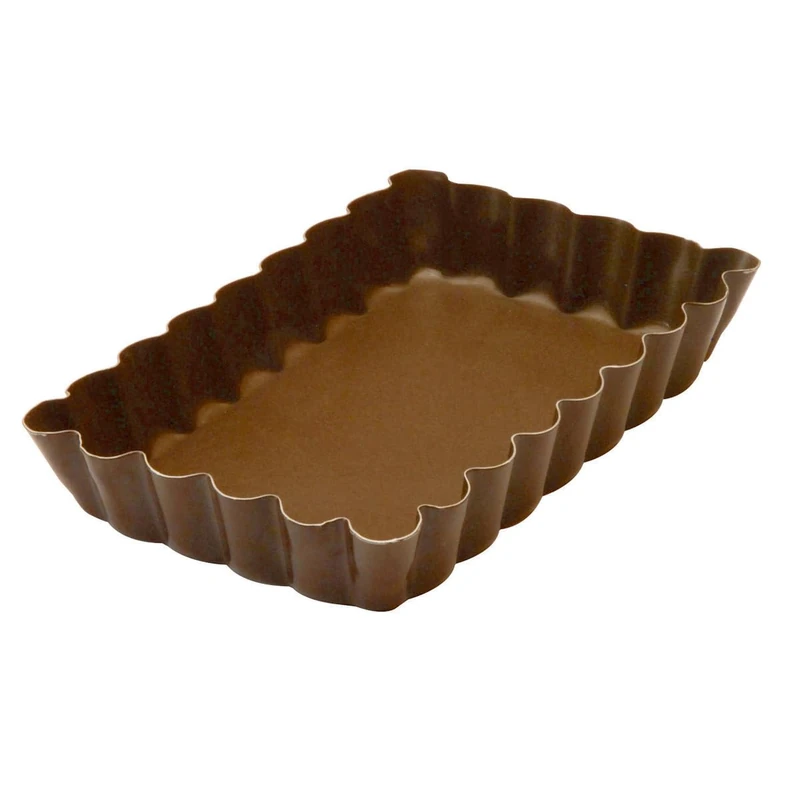 Gobel 120 x 75 mm Non-Stick Rectangular Tarte Mould, Set of 12, Brown - Image 1