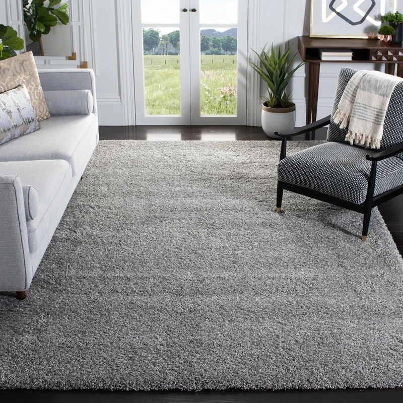 Safavieh California Premium Shag Collection SG151 - Alfombra de Felpa de 2 Pulgadas de Grosor para Sala de Estar, Dormitorio, Comedor y Entrada, Color Plateado