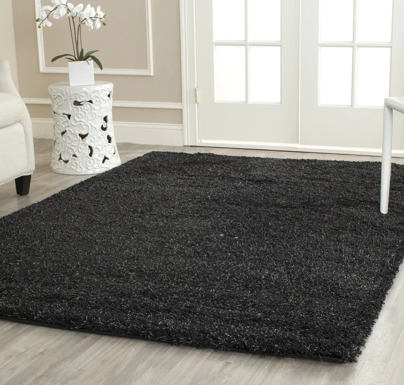 Safavieh Shaggy Indoor Woven Rectangle Area Rug, California Shag Collection, SG151, in Black, 122 X 183 cm for Living Room, Bedroom or Any Indoor Space