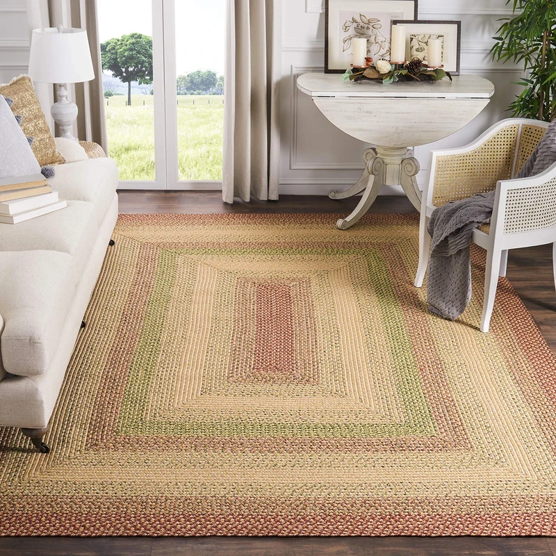Safavieh Contemporary Rug Living Room, Dining Room, Bedroom - Machine Washable and Reversable - Braided Collection, Short Pile, in Rust and Orange, 240 X 300 cm