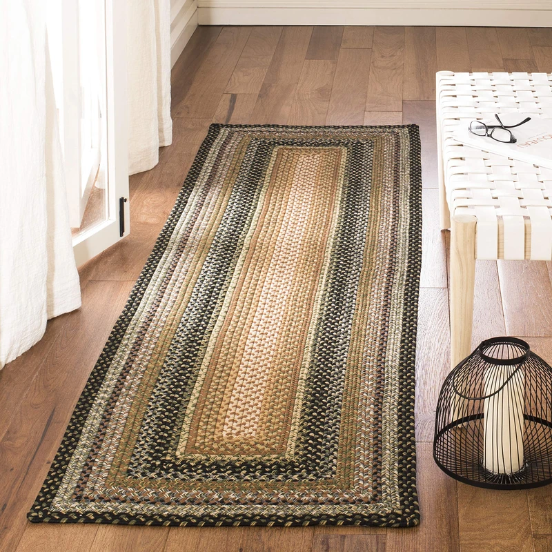 Safavieh Contemporary Rug Living Room, Dining Room, Bedroom - Machine Washable and Reversable - Braided Collection, Short Pile, in Multi Colored, 62 X 240 cm