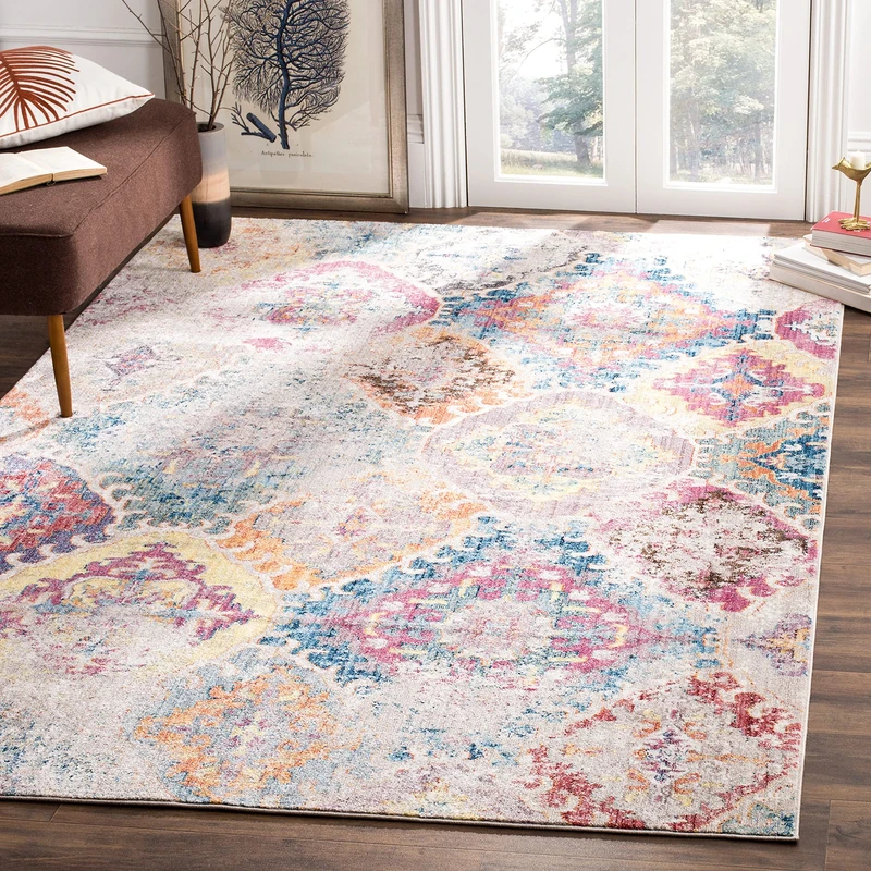 Safavieh Trendy New Transitional Indoor Woven Rectangle Area Rug, Bristol Collection, BTL351, in Blue / Light Grey, 183 X 274 cm for Living Room, Bedroom or Any Indoor Space