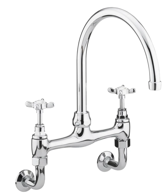 Bristan N WMDSM C 1901 Wall Mounted Bridge Kitchen Sink Mixer Tap with Swivel Spout, Chrome