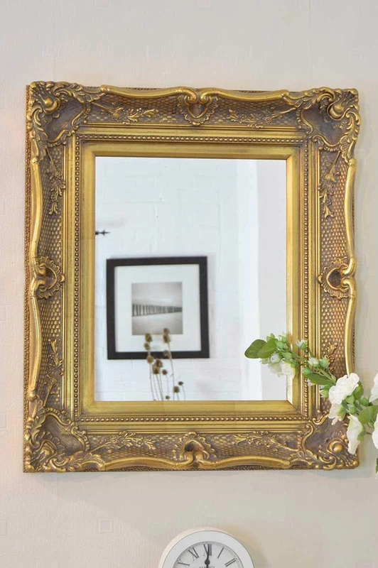 Fabulous Mirrors Large Antique Gold Shabby Chic Decorative Framed Bevelled Wall Mirror 30inch x 26inch (76cm x 66cm) Stunning-Ready to Hang-ITV Show Supplier, Wood