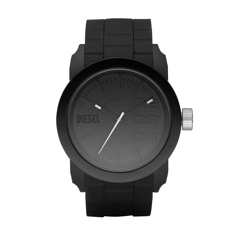 DIESEL Double Down S44 Men's (Unisex) Quartz Watch with Black Dial and Black Silicone Strap DZ1437