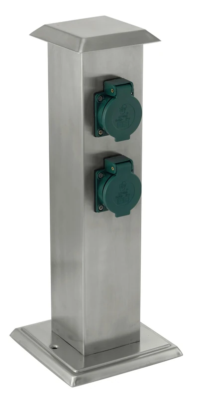 Eglo Outdoor Accessory Socket Pillar, Garden Socket, 4 sockets, Material: Stainless Steel and Plastic, Colour: Silver, Green, IP44