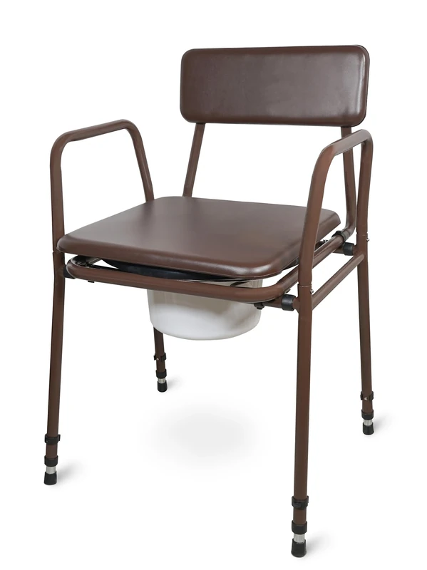 Aidapt Free Standing Height Adjustable Stacking Commode Chair with Padded Back, Arm Support and Padded Over Seat Already Assembled Aid