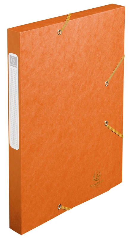 Exacompta - Ref. 18517H - 25 CARTOBOX filing boxes with rubber bands - delivered flat - 2.5 cm spine - glossy card 5/10th - 400g/m² - dimensions 25x33cm - A4 filing format - orange color