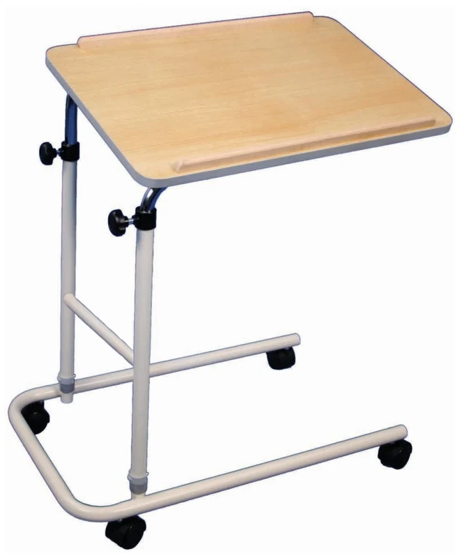 Aidapt Overbed and Chair Table Desk With Hygienic Laminated Easy Clean Top, Height and Angle Adjustment For Writing, Eating, Reading and Hobbies With Easy Move Castors with Brakes.