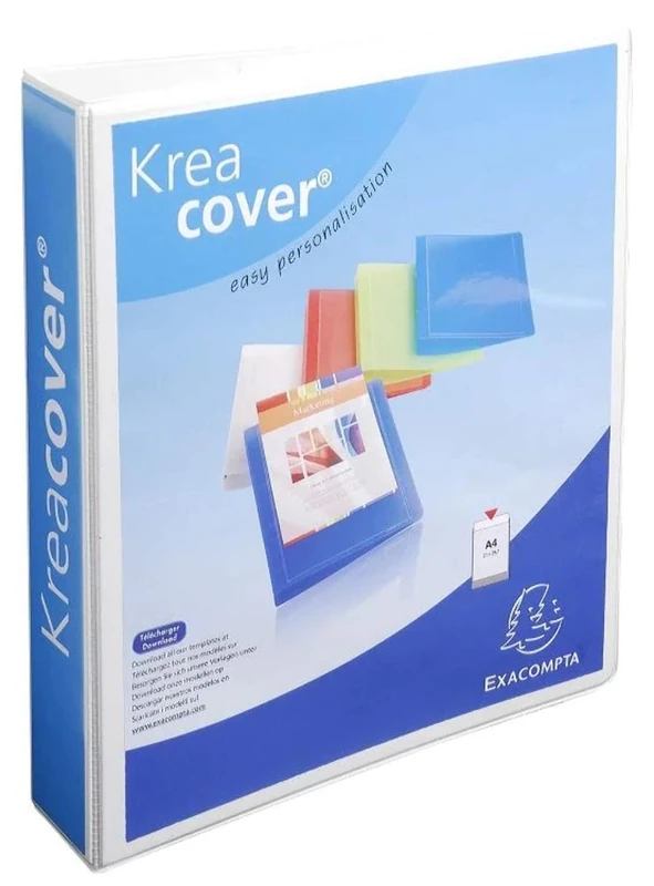 Exacompta - ref. 51844E - Box of 10 customizable rigid opaque binders with 3 pockets - 4 D-rings of 50 mm - External dimensions: 32 x 29.5 cm - Format to file A4 Maxi - Colour: white