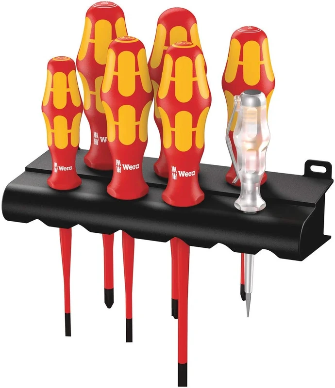 Wera 6480 Kraftform Plus VDE Slimline Screwdriver Set, Red, 7 Pieces