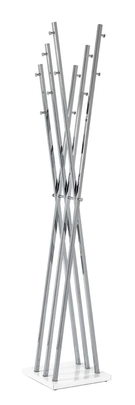 HAKU Möbel Hall-Tree Chrome, White, Metal - Size: W 35 cm X H 186 cm X D 35 cm, Style: Modern