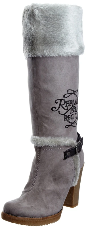 Replay Women's Valler Dark Grey Fur Trimmed Boots GWP36.002.C0003S.019 3 UK