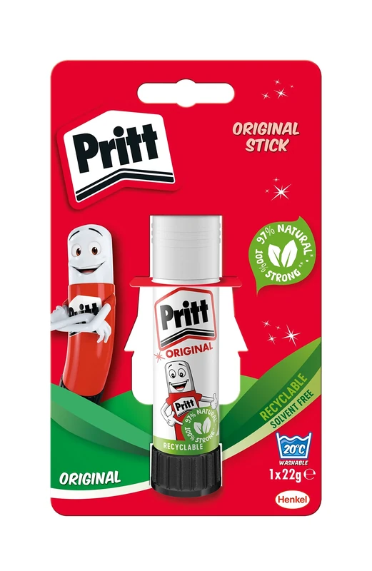 Pritt Glue Stick, Safe & Child-Friendly Craft Glue for Arts & Crafts Activities, Strong-Hold adhesive for School & Office Supplies, 1x22g, white