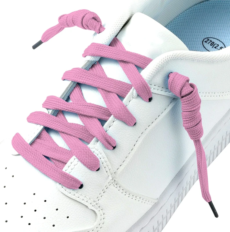 Baby Pink Flat Replacement Shoelaces (120cm x 11mm) – 1 Pair – Wide Durable Athletic Strings for Trainers, Gym Shoes & Skateboarding – Strong Flat Laces for Sneakers & Boots (Men & Women)