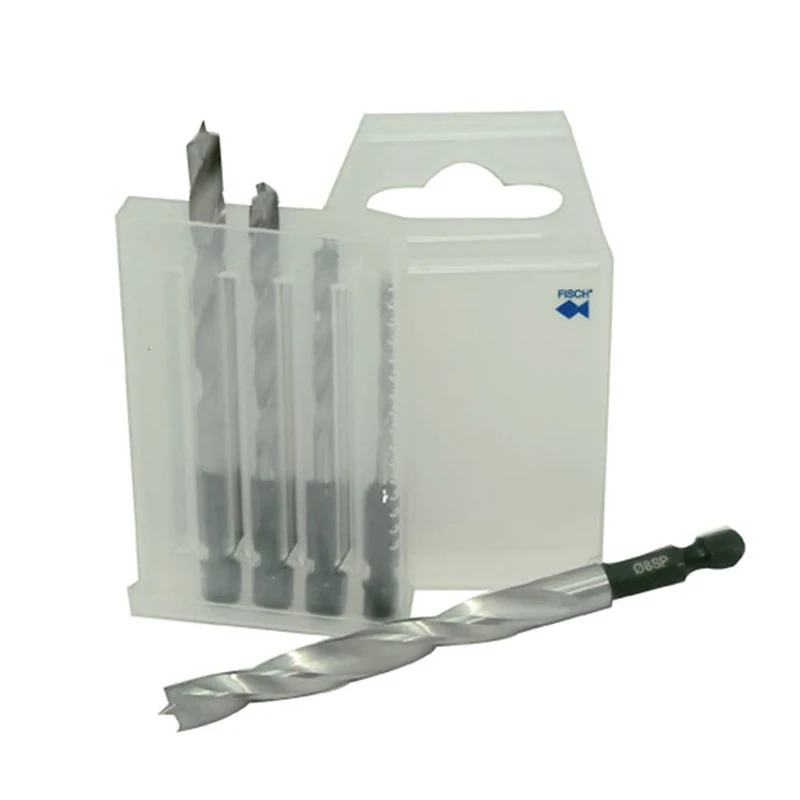 Fisch 013BE0005K Premium Wood Twist Drill Set, 0 V, Silver/Black, Hex Shank 3-8 mm, 5-Piece