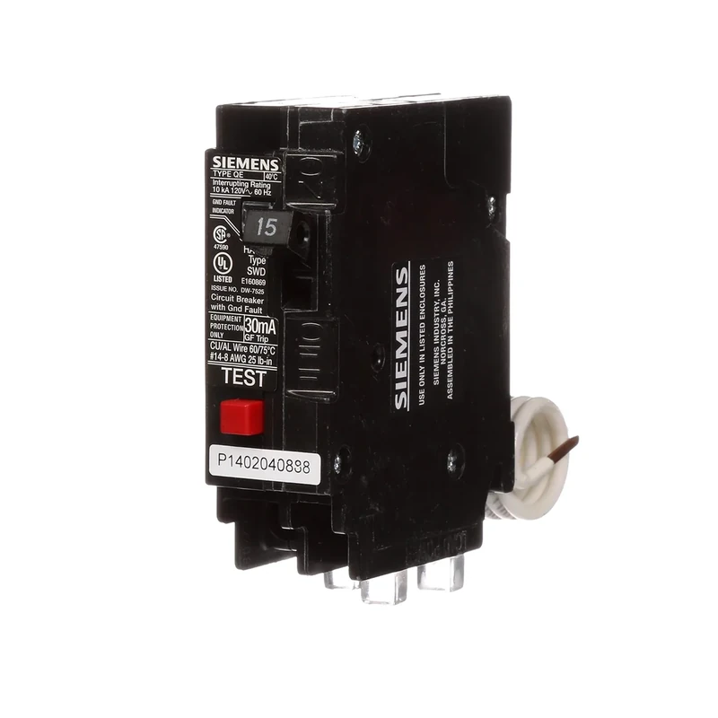 QE115 15-Amp Single Pole 120-Volt Ground Fault Equipment Protection Circuit Breaker