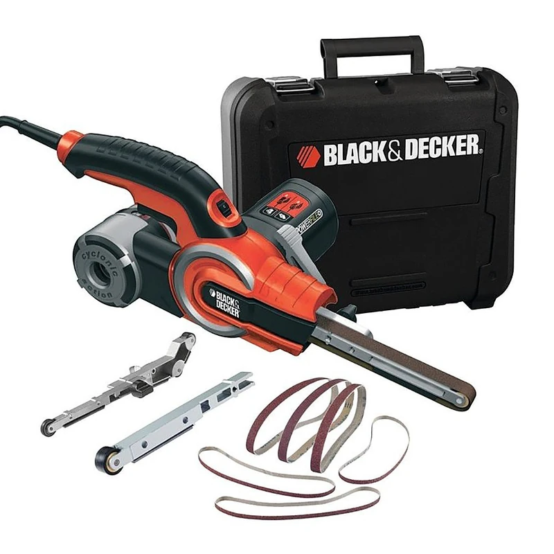 Black+Decker KA902EK Belt Sander (Sander for Wood, Metal, Stone, Plaster and Plastic, Suction Device, for Sanding, Fileing, Sharpening and Rust Removal in Hard-to-Reach Areas)