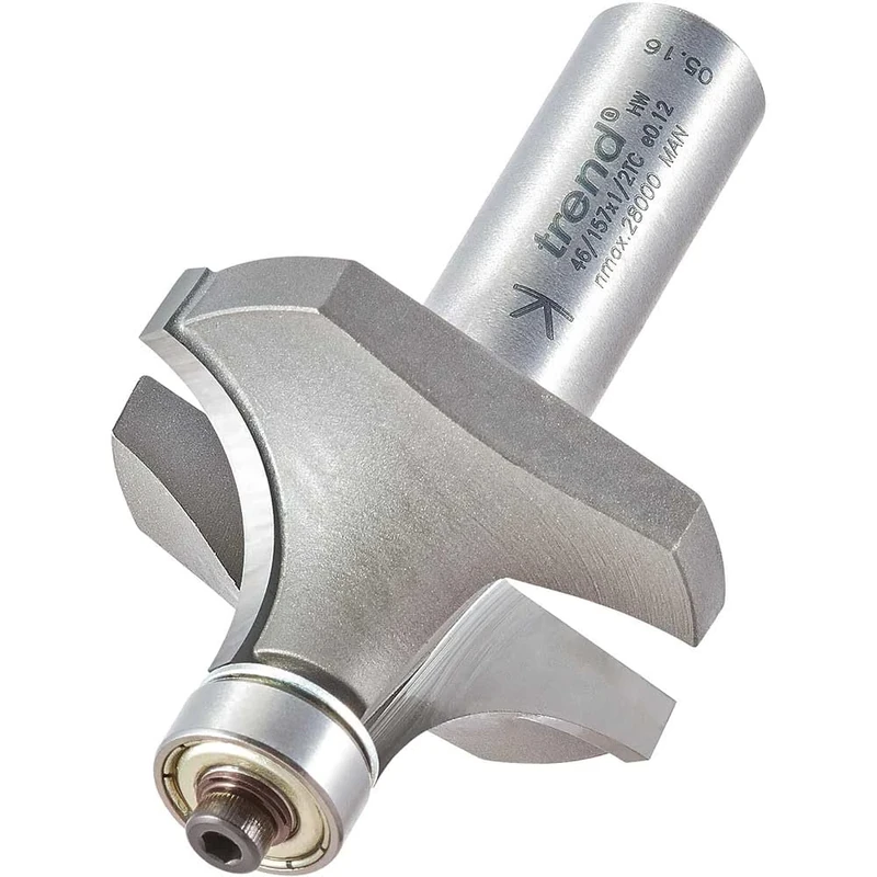 Trend Professional Bearing Guided Ovolo Router Cutter, 15mm Radius, 1/2 Inch Shank, 42.7mm Cut Diameter & 22.3mm Cut Length, Two Bearings, Tungsten Carbide Tipped, 46/157X1/2TC - Image 1