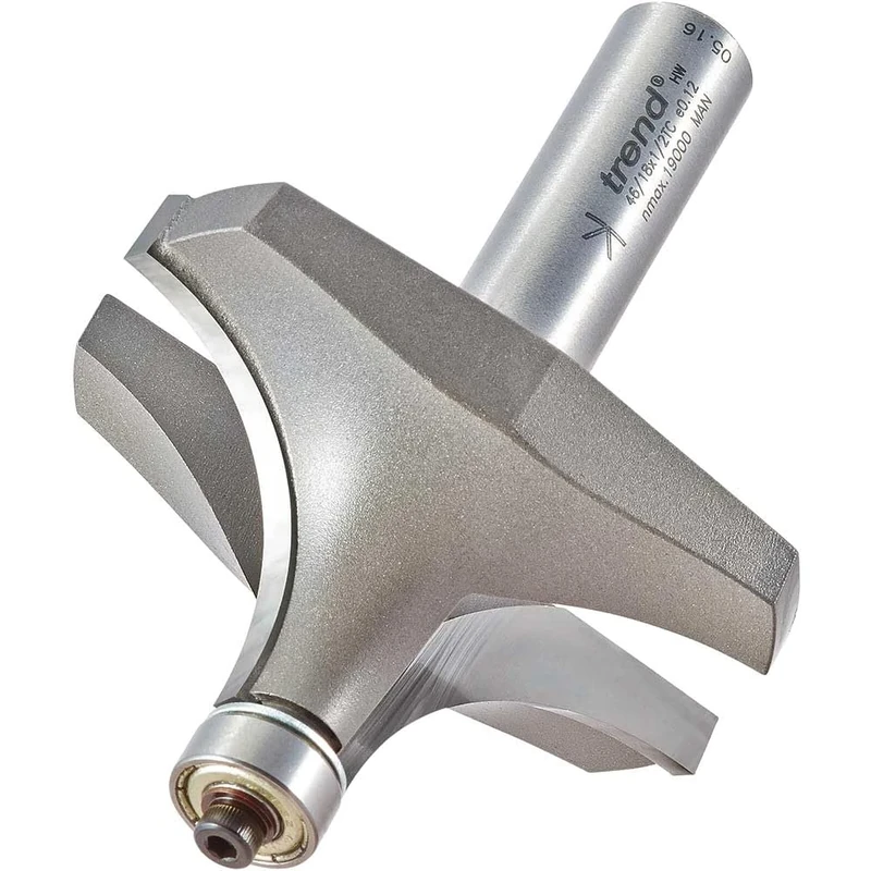 Trend Professional Bearing Guided Ovolo Router Cutter, 25.4mm Radius, 1/2 Inch Shank, 63.5mm Cut Diameter & 32mm Cut Length, Two Bearings, Tungsten Carbide Tipped, 46/18X1/2TC