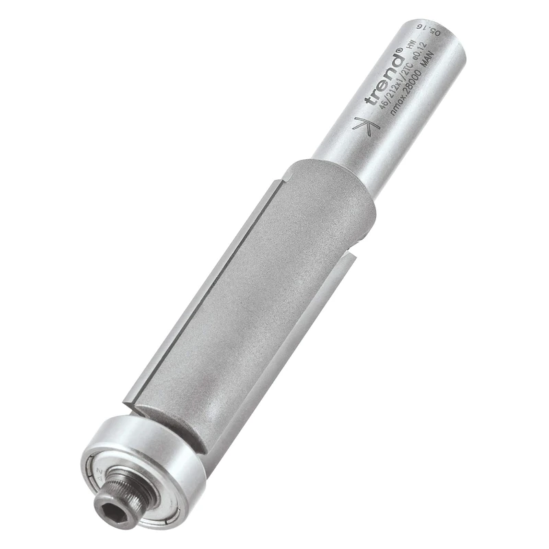 Trend Professional Guided Trimmer, 1/2 Inch Shank, 19.1mm Cut Diameter, 50mm Cut Length, Tungsten Carbide Tipped, 46/212X1/2TC